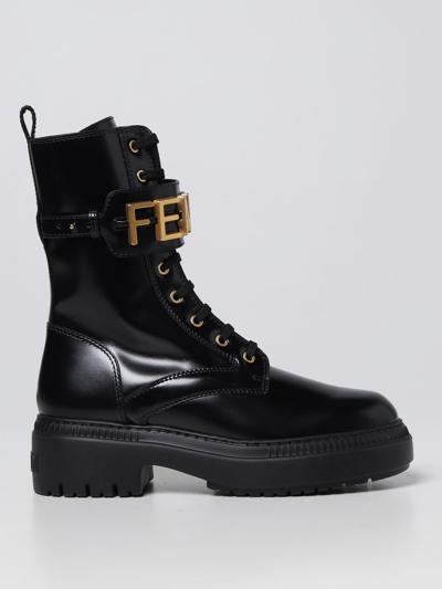 Shop Fendi Flat Ankle Boots  Woman In Black