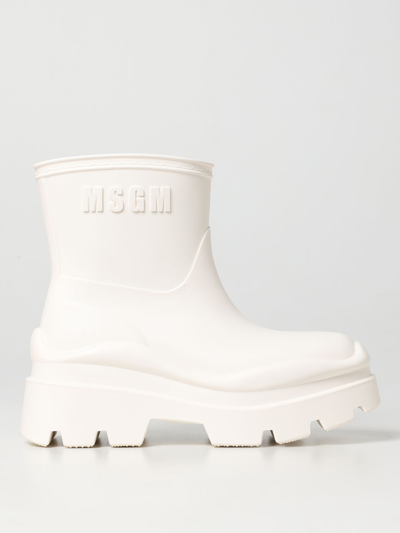 Shop Msgm Flat Ankle Boots  Woman In White