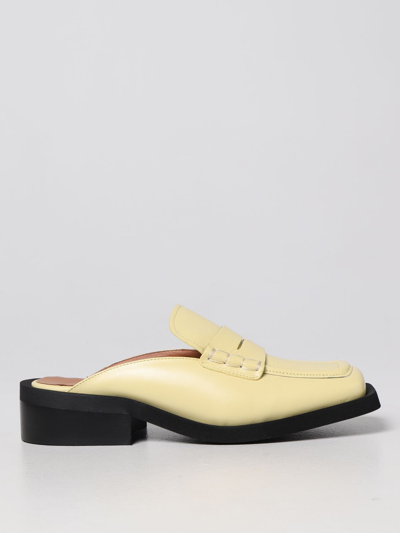Shop Ganni Leather Loafers In Yellow