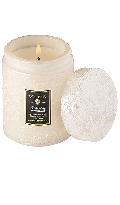 Voluspa Santal Vanille Mini Tall Embossed Glass Jar Candle With Lid In Santal Vanille