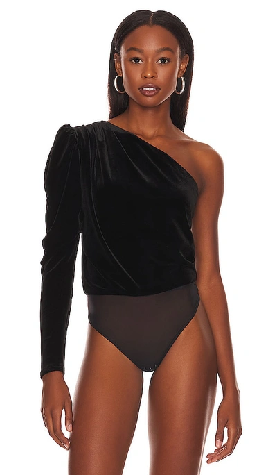Shop Undress Code Flaneur Velvet Bodysuit In Black