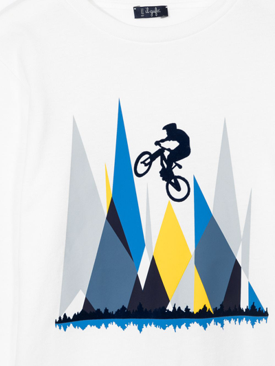 Shop Il Gufo Cycle Graphic Print T-shirt In White