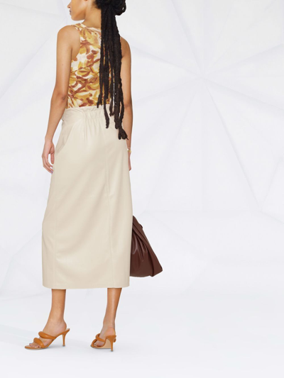 Shop Nanushka Vegan-leather Wrap Skirt In Neutrals