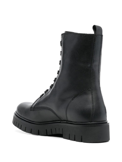 Tommy Jeans Lace-up Leather Ankle Boots In Schwarz