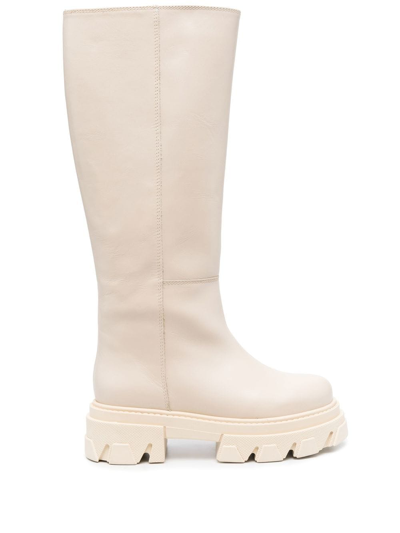 Shop Alohas Katiuska Leather Knee-high Boots In Nude