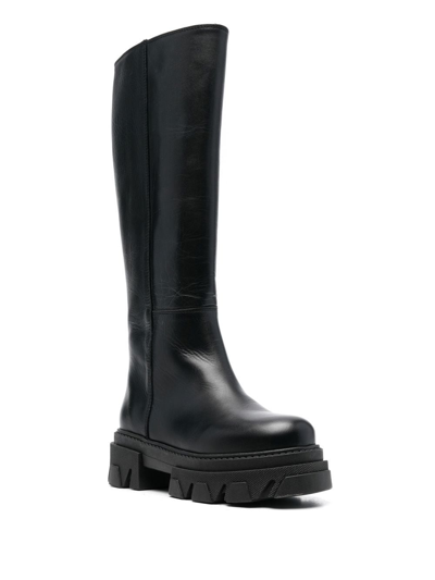 Shop Alohas Katiuska Leather Knee-length Boot In Schwarz