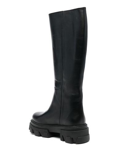 Shop Alohas Katiuska Leather Knee-length Boot In Schwarz