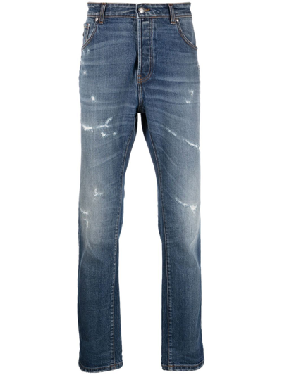 Shop John Richmond Mid-rise Straight-leg Jeans In Blue
