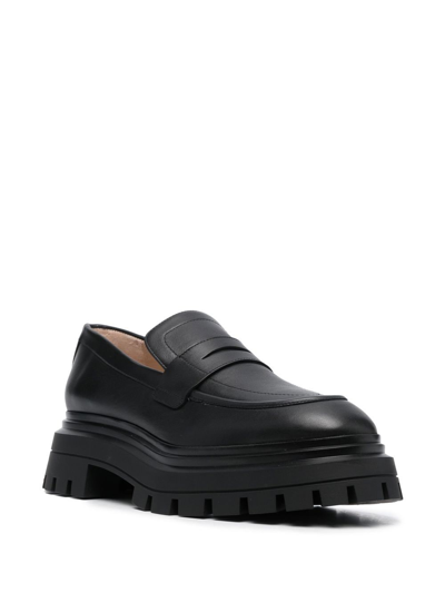 Stuart Weitzman Chunky-sole Leather Loafers In Black