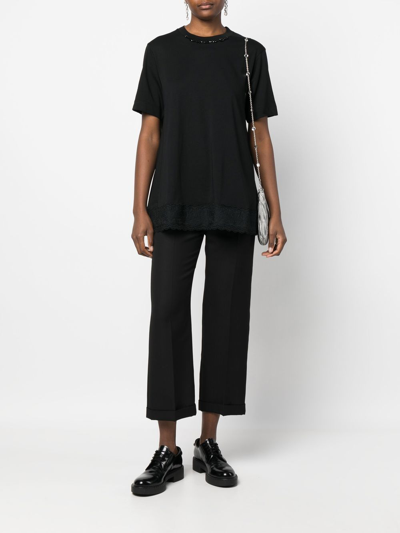Shop Simone Rocha Lace-trimmed T-shirt In Black