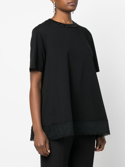 Shop Simone Rocha Lace-trimmed T-shirt In Black