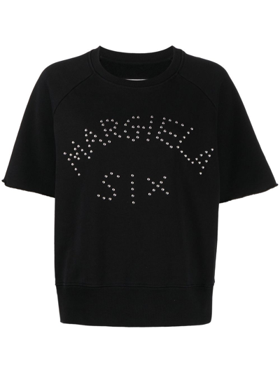 Shop Mm6 Maison Margiela Logo-embellished Short-sleeve T-shirt In Black