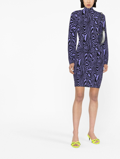Moschino Graphic-print Roll-neck Jumper In Violett