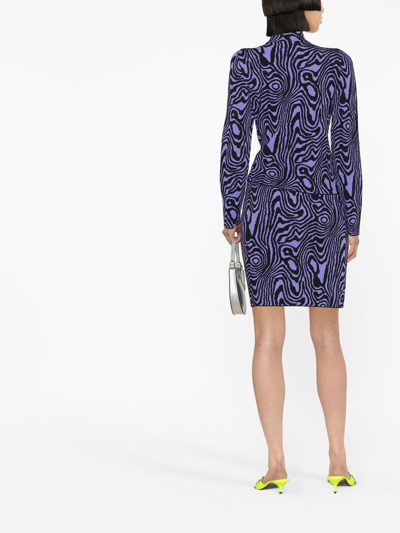 Moschino Graphic-print Roll-neck Jumper In Violett