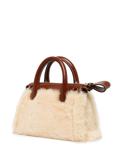 Shop Chloé Edith Shearling Mini Bag In Brown