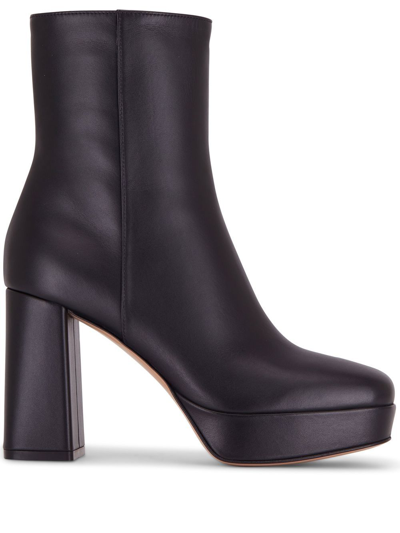 Shop Gianvito Rossi Platform Leather Ankle Boots In Schwarz