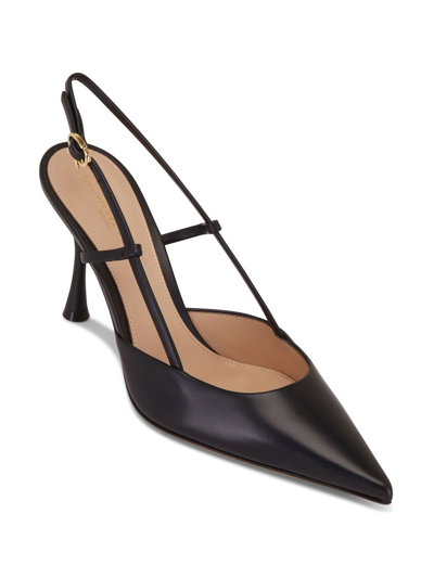 Shop Gianvito Rossi Pointed Slingback Leather Pumps In Schwarz