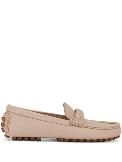 Shop Gianvito Rossi Braided-strap Leather Loafers In Nude