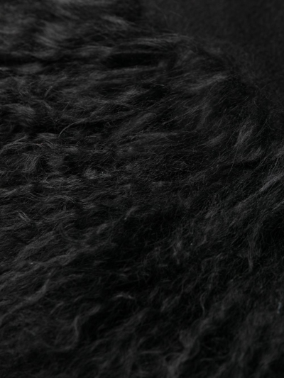 Shop P.a.r.o.s.h Shearling-hem Minidress In Black