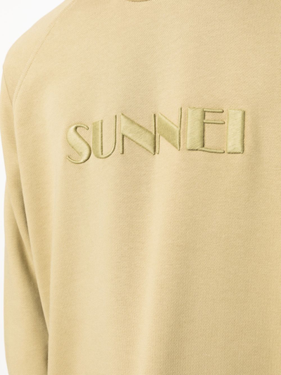 Shop Sunnei Logo-embroidered Crew-neck Sweatshirt In Green