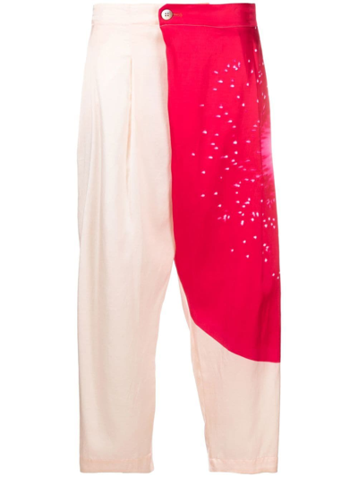 Shop Issey Miyake Colour-block Cropped Trousers In Pink