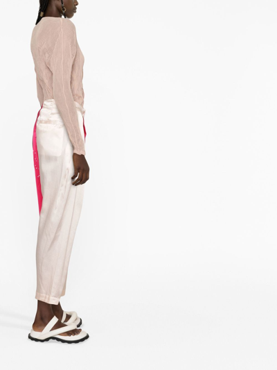 Shop Issey Miyake Colour-block Cropped Trousers In Pink