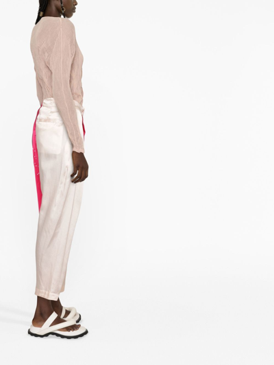 Issey Miyake Colour-block Cropped Trousers In Pink