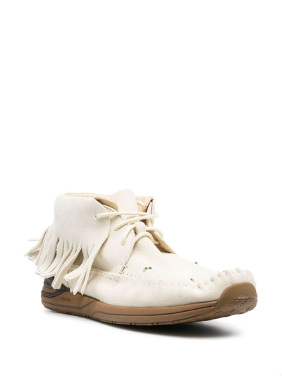 Shop Visvim Shaman-folk Fringed Boots In Weiss