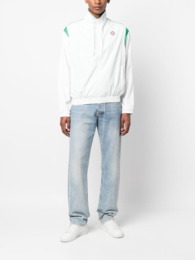 Shop Casablanca Perforated Panelled Track Jacket In Weiss