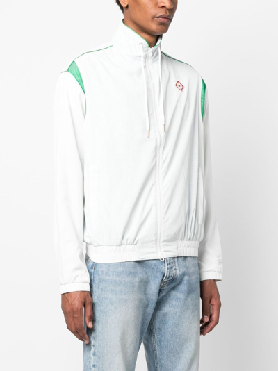 Shop Casablanca Perforated Panelled Track Jacket In Weiss