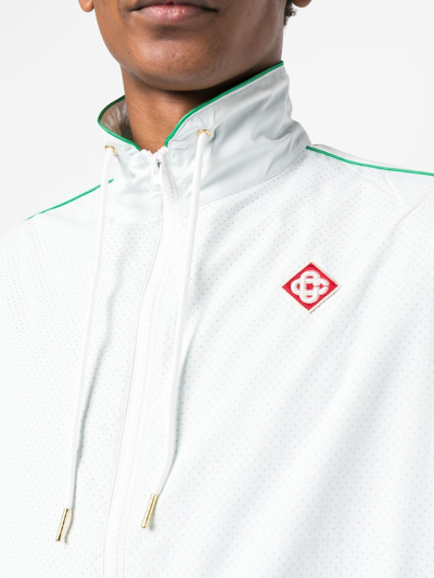 Shop Casablanca Perforated Panelled Track Jacket In Weiss