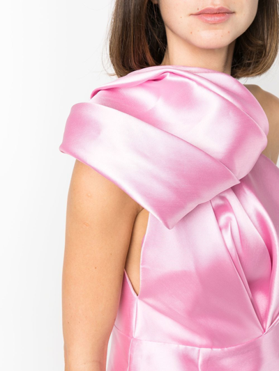 Shop Solace London Asymmetric Bow Dress In Rosa