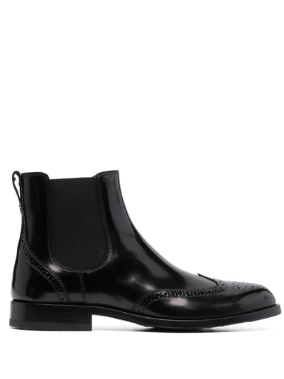 Shop Tod's Brogue-detail Leather Chelsea Boots In Schwarz