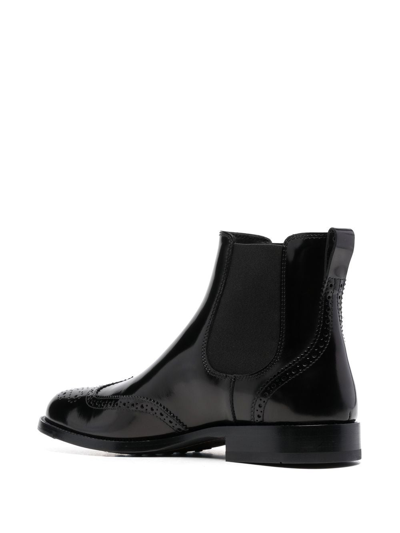 Shop Tod's Brogue-detail Leather Chelsea Boots In Schwarz