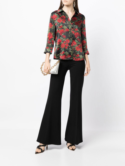 Shop L Agence Mid-rise Flared Trousers In Black
