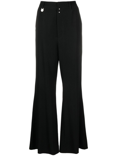 Shop Mm6 Maison Margiela High-waisted Flared Trousers In Black