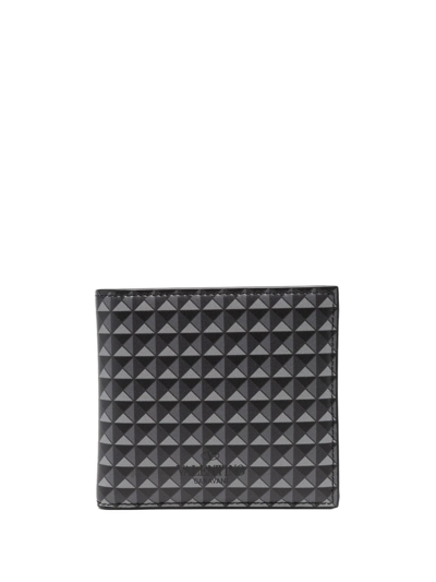 Shop Valentino Rockstud-print Bi-fold Leather Wallet In Grau