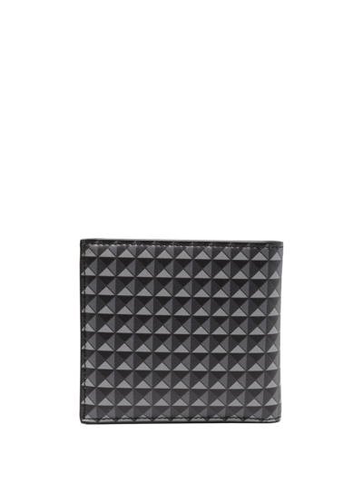 Shop Valentino Rockstud-print Bi-fold Leather Wallet In Grau