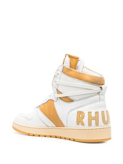 Shop Rhude Rhecess High-top Sneakers In Weiss