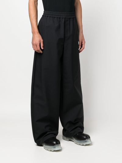 Shop Off-white High-waisted Wide-leg Trousers In Schwarz