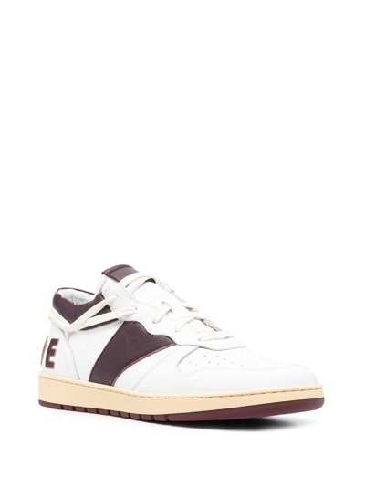 Rhude Rhecess Colour-block Distressed Leather Sneakers In Weiss