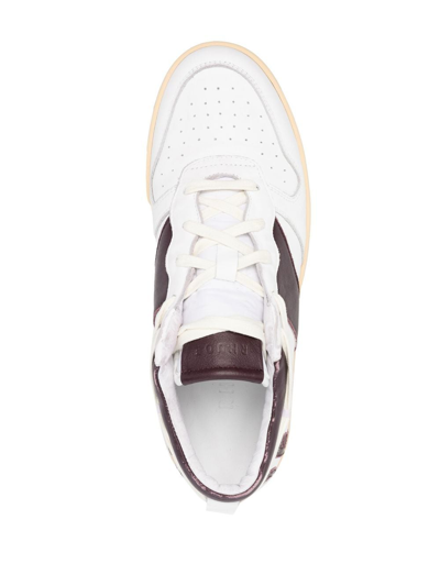 Rhude Rhecess Colour-block Distressed Leather Sneakers In Weiss