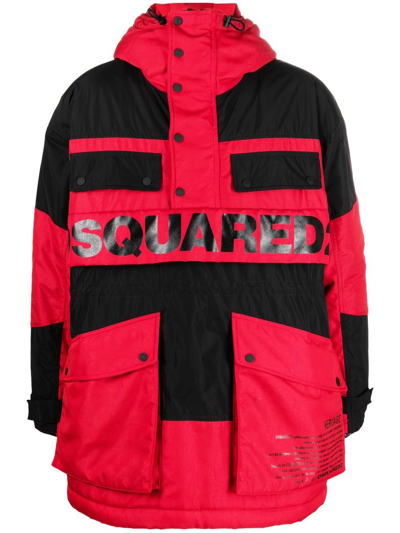 Shop Dsquared2 Logo-print Detail Padded Coat In Rot