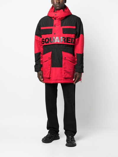 Shop Dsquared2 Logo-print Detail Padded Coat In Rot