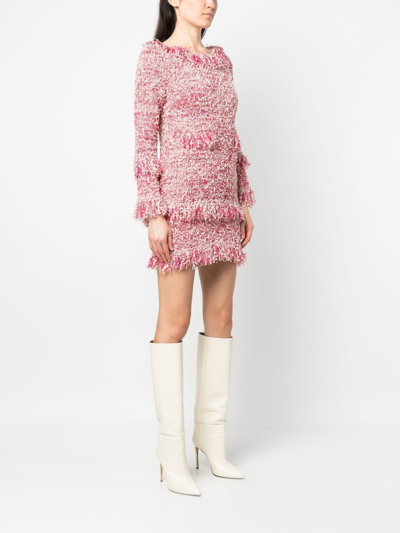 Shop Charlott Fringe-detail Knitted Dress In Rosa