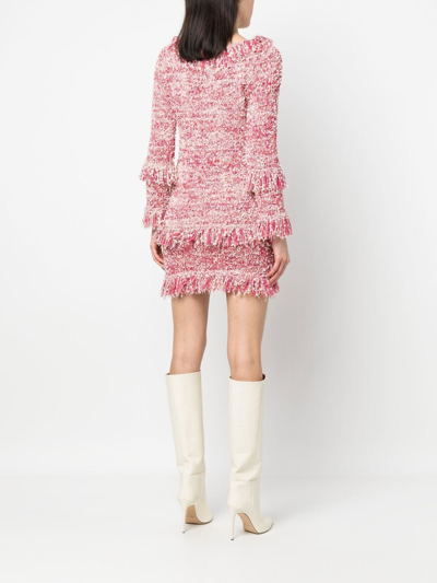 Shop Charlott Fringe-detail Knitted Dress In Rosa