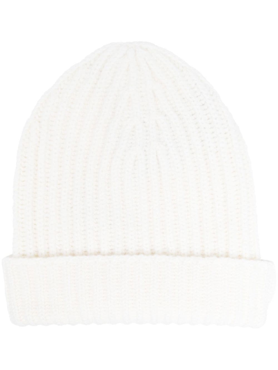 Malo Ribbed-knit Cashmere Beanie In Weiss