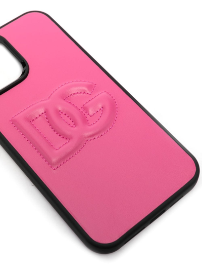 Shop Dolce & Gabbana Embossed-logo Iphone 13 Pro Max Case In Pink