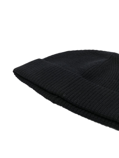 Shop Polo Ralph Lauren Embroidered-logo Ribbed-knit Hat In Schwarz