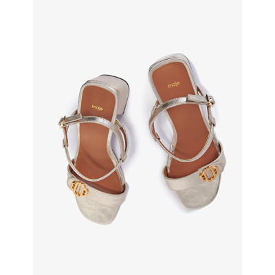 Shop Maje Womens Or Filomena Clover-logo Leather Sandals